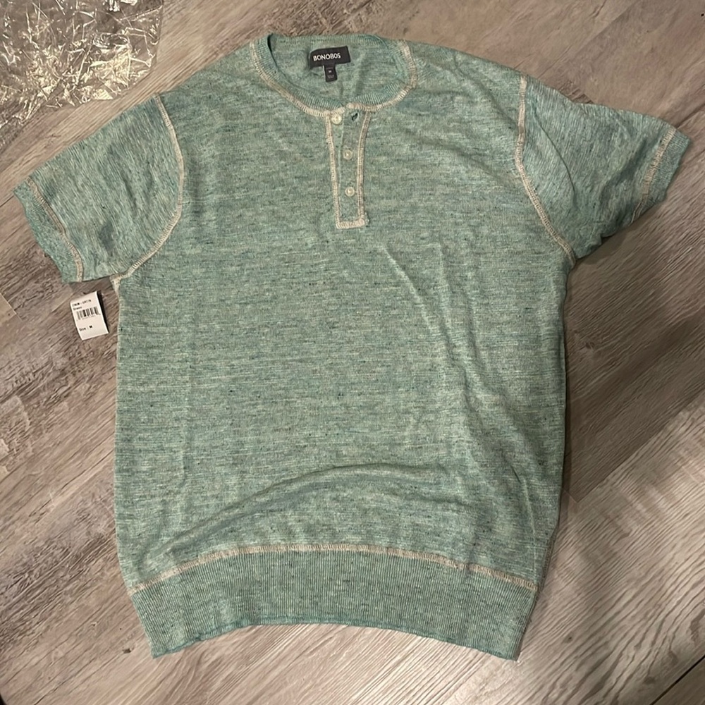Bonobos Linen Henley Medium Mint Green